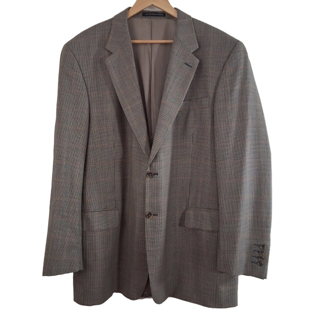 Vintage JONES NEW YORK 46T Houndstooth Tweed Sport Coat Wool Academia Blazer